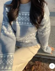 新品 ノルディック ライトブルー ニット