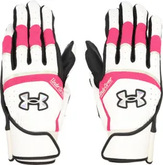 アンダーアーマー UNDER ARMOUR 野球&ソフトボール UA YARD PRO BATTING GLOVES UAヤード プロ バッティンググローブ メンズ 両手用 ウォッシャブル 部活 クラブ  101 WHITE/REBELPINK/