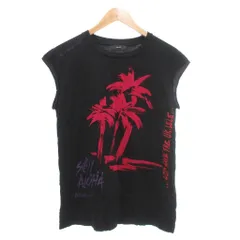 ディーゼル DIESEL 美品 Tシャツ ノースリーブ カットオフ XS 黒 ブラック グラフィックプリント /YJ ■GY60