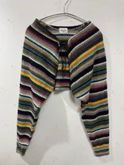 マルチボーダー ショート丈 ニット トップス クロップド レディース S〜M相当（実寸あり）