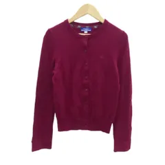 バーバリーブルーレーベル BURBERRY BLUE LABEL ニットカーディガン 38 M ワインレッド ラウンドネック ロゴ刺繍 /HO1 ■GY61