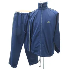 アディダス adidas スポーツウエア ジャージ セットアップ 上下 ジャケット スタンドカラー ミドル丈 ストレートパンツ ロング丈 スリーライン L 紺 /SY32 ■GY61