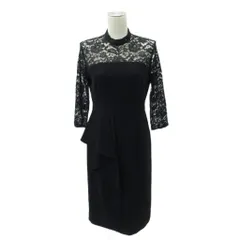 グレースコンチネンタル GRACE CONTINENTAL フォーマル ペプラムドレープドレス ワンピース ひざ丈 36 S 黒 ブラック レース 七分袖 スタンドカラー フリル 32000538020 /SM21 ■GY61