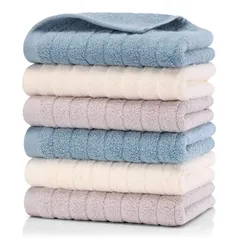 HomeFirst フェイスタオル 6枚 セット タオル 約71ｘ35cm 重さ約100g/枚 綿100% 人気 ホテル仕様 ふんわり 柔らかな肌触り 吸水 速乾 家庭、ホテル、スポーツなどに最適 3色