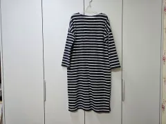 ストライプ ロングコットンワンピース M-L