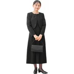 レディース ブラックフォーマル ロング丈 喪服 礼服 アンサンブル 洗える 冠婚葬祭 m467-23