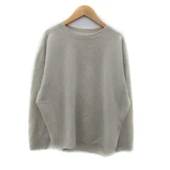 ミッシェルクラン MICHEL KLEIN ニット セーター 長袖 クルーネック 無地 オーバーサイズ 38 M ベージュ /SY30