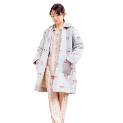 [ケーズアイ] 綿100％中綿ニットキルトガウン裏地付きバラ柄 パジャマ レディース 冬向き 入院準備 薔薇 敬老の日ギフト 42009 (JP, アルファベット, Free Size, グレー)