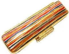 印鑑ケース 朱肉付き 12mm おしゃれ 10.5ミリ～12ミリ用 四季の庭園 金色枠 さざなみ 金ローケツケース ハンコ 入れ ケース