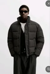 M) ZARA ザラ オーバーサイズフィット ダウン アウター ブラック 0155 313 ショートダウン