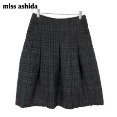 【美品】 miss ashida ボックスプリーツスカート 11 ツイード風