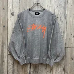 STUSSY stussy ステューシー 日本製 グレー デカロゴ プリント 短丈 スウェット スエット トレーナー レディース M サイズ