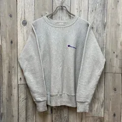 OLD Champion チャンピオン 赤タグ 単色タグ USA製 米国製 グレー USA 染み込みプリント REVERSE WEAVE リバースウィーブ 厚地 肉厚 裏起毛 スウェット スエット トレーナー  メンズ L サイズ