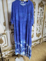 ブルー フラワー ロング ONE PIECE