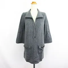 メイソングレイ MAYSON GREY チュニック ワンピース 七分袖 スキッパーカラー ストレッチ 2 グレー ※EKMのサムネイル