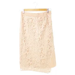 ガリャルダガランテ GALLARDAGALANTE NAVY スカート 総レース タイト ナロー ミモレ ロング レイヤード アシンメトリー 1 ピンクベージュ /CK20