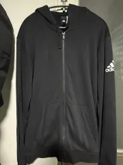 アディダス ブラック 起毛 ジップアップ XL