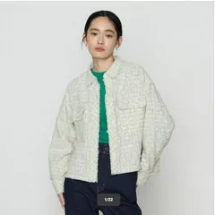 【美品】【参考価格52,800円】K.T KIYOKO TAKASE /キヨコタカセ サマーツイード クロップドシャツ 9 チャコールのサムネイル
