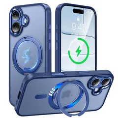 【新品】 iPhone 17 用 ケース 【2025年版・強化型360°回転スタンド】 MagSafe対応 アイフォン17 スマホケース 縦横多角度 Uovon 携帯ケース アイホン17 カバー リング マグネット搭載 ワイヤレス充電 車載ホルダー 金属ボ 1