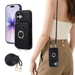 【新品】 KW-LINK iPhone 17 ケース 手帳型 いphone17 ケース ショルダー リング付き スマホケース あいふおん17ケース手帳型 おしゃれ 背面カード収納 横置きスタンド機能 アイフォン17 に適用 背面ケース可愛い 女性 人気 肩