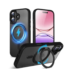 【新品】 QUEASON【iPhone 17 用 MagSafe対応 ケース】360°回転スタンド ワイヤレス充電対応 あいふおん17 用 ケース リング付き 米軍MIL規格 アイフォン17 用 スマホケース magsafe 超強磁力 落下防止 アイホン1 0