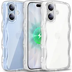 【新品】 iPhone 17 用 ケース クリア ウェーブ おしゃれ 韓国 かわいい 可愛い アイフォン 17 用 スマホケース 人気 滑り止め 薄型 軽量 耐衝撃 ストラップホール付き シリコン 透明（クリア） 0