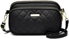 ORIJIRI 財布 可愛い ショルダーバッグ カバン レディース ハンドバッグ puレザー 2way ミニショルダーバッグ 女性 (ブラック,  幅23.0cm 高さ15.0cm マチ6.0)