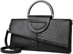 ORIJIRI パーティーバッグ 結婚式 カバン クラッチバッグ レディース 大きめ ショルダー フォーマル チェーン付き 2WAY (ブラック)