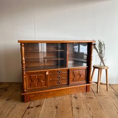 ヴィンテージ サイドボード キャビネット 食器棚 ガラス戸 レトロ