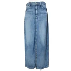 ヤヌーク YANUK スリット タイト ロングスカート 57182033 薄手デニム リネン混 S 青 ブルー /X