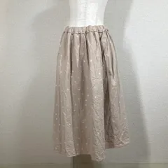 【サマンサモスモス】角砂糖とスプーンの総刺繍スカート　スカート　ベージュ　SM2　F　フリー　 裏地付き　綿　コットン フレア　ロング