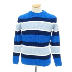 新品】ザノーネ ZANONE ミドルゲージ コットン ボーダー クルーネック