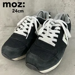 moz モズ 24.0cm MOZ-900 ブラック 黒 メッシュ スエード調 異素材 コンビ ローカット 紐靴 カジュアル レディース シューズ 軽量 歩きやすい 運動靴 北欧 スウェーデン Mロゴ エルク ★ ■■