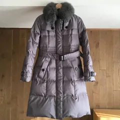 美品　BURBERRY LONDON バーバリーロンドン 高級　ファー　ベルト付き ロング　ダウン コート 裏地チェック40