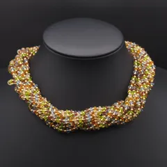 M567 ネックレス カラーストーン風 マルチカラー 12連 ゴールド デザイン コスチュームジュエリー