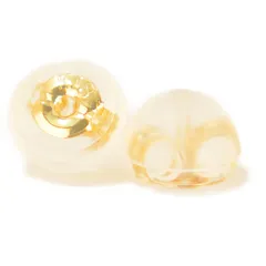 新品 【18金】 ピアスキャッチ 落ちない 取れない ダブルロック シリコン 金属アレルギー対応 日本製 K18 1ペア2個セット プラチナ ゴールド 職人作り (丸×イエローゴールド 1ペア2個)