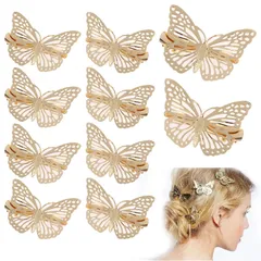 新品 蝶 ヘアクリップ【 10個セット】バタフライ ヘアピン 蝶 可愛い 閃光を放つ 髪飾り 髪留め ヘアアクセサリー クリップ 子供 誕生日 結婚式 レディース カラー