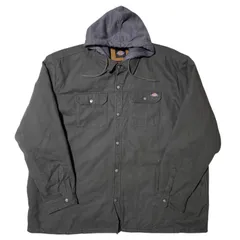 ディッキーズ ワークジャケット ワークウェア フード付き スウェット素材 グレー ダッグ キルティング ロゴ 4XL オーバーサイズ ワークアイテム アウター レディース ユニセックス メンズ 古着 長袖