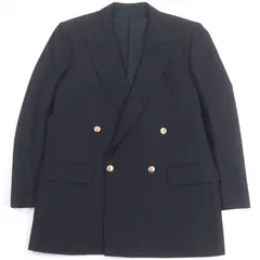 極美品□Burberrys バーバリー モヘア混 金ロゴボタン ダブルブレスト 紺ブレザー テーラードジャケット ネイビー 96-84-180 A7 日本製 正規品 メンズ