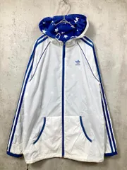 adidas originals アディダスオリジナルス リバーシブル 星柄 ナイロンパーカ ジャケット sizeL/白ｘ青 ■■レディース