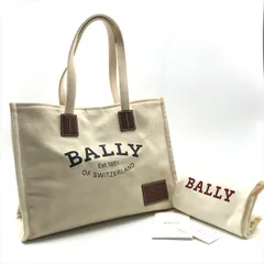 超美品 BALLY バリー ロゴ キャンバス トート バッグ クリスタリア ブランド 鞄 BAG ベージュ k7308