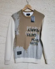 パーリーゲイツ メンズ カシミア ミックス バイカラー レタリング 防風 ニット (新品)