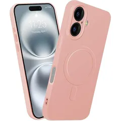 【新品】 MiaoKeDa あいふおん17 MagSafe対応 ケース iPhone用 17 シリコン スマホケース いphone 17 ストラップホールバンパー 薄型 全面保護 カバー ピンク 0