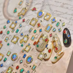 匿名配送⭐︎ネイルシール　立体 3D  レトロ　ビジュー　フレーム　バラ　MS740