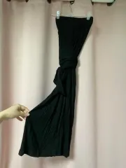 シャーリング ブラック ロング スカート フリーサイズ