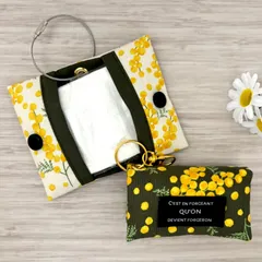 キーホルダーみたいなポケットティッシュケース　ミモザ（2色） オシャレ　花粉症　プレゼント　男性やお子様にもオススメ