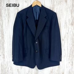 極美品◎ピルグリム フォックスエアー ノーカラージャケット ストライプ 紺 極美品◎ピルグリム フォックスエアー ノーカラージャケット