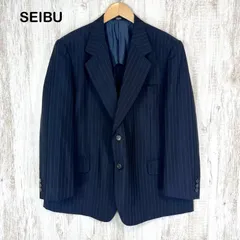 SEIBU セイブ ストライプ シングルブレスト 背抜き テーラードジャケット アウター ネイビー スーツ メンズ ビッグサイズ