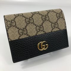 美品 グッチ 2つ折り マーモント GG スプリーム 黒PVC バイカラー 財布