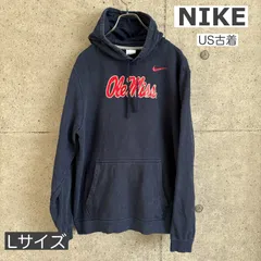 【USED】US 古着 NIKE Ole Miss カレッジパーカー L ネイビー ナイキ プルオーバー スウェット USA古着 カレッジロゴ アメカジ ストリート パーカー フーディー カレッジ